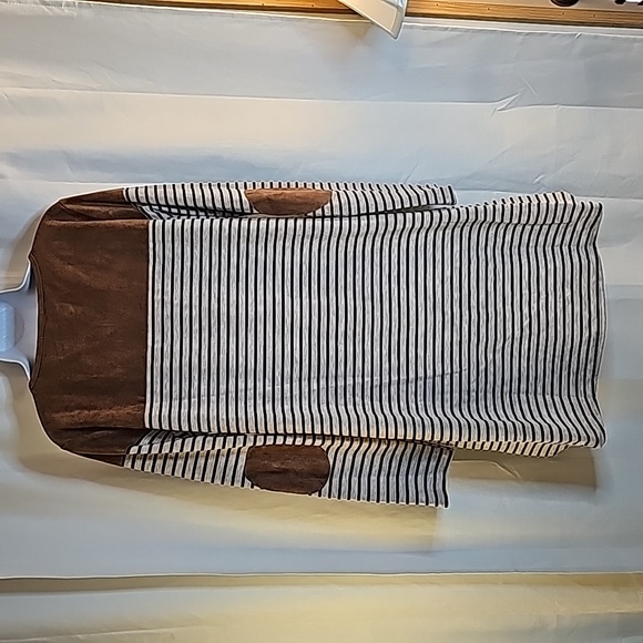 3/$20 Umgee L Striped Elbow Patch Dress - Picture 4 of 7
